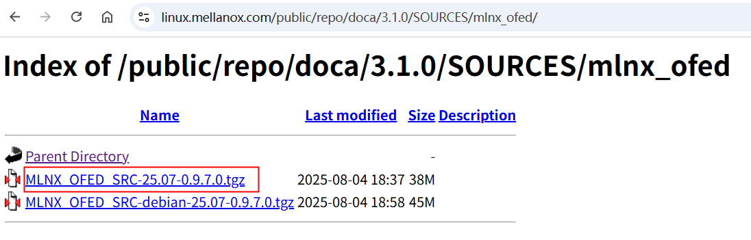下载对应doca ofed 源码